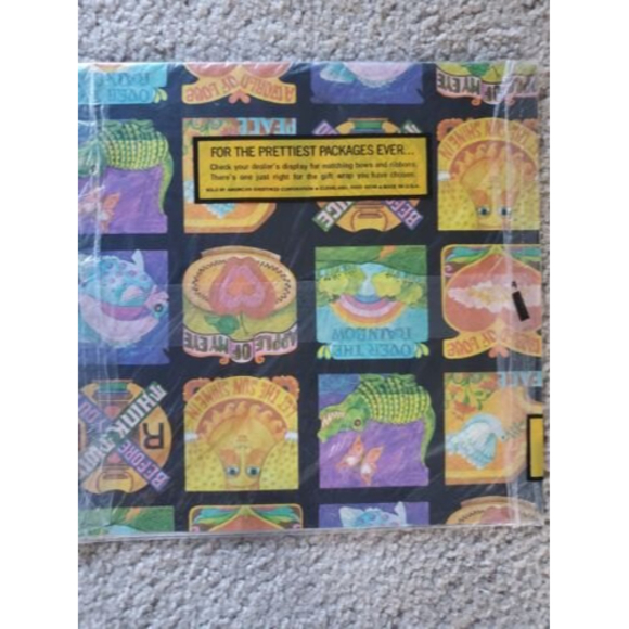 VTG American Greetings Gift Wrap Hippie Boho Peace Love NEW 60's-70's Sealed - Picture 4 of 5